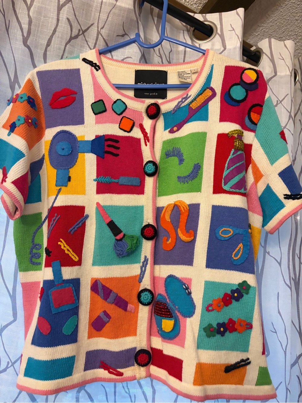 Vintage Michael Simon Colorful Beauty Icons Women’s Cardigan - multicolor